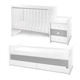 Letto MAXI PLUS NEW white+stone srey Variante В /letto per adolescenti; letto per bambini con mobiletto multifunzionale / *in questa variante il letto può essere utilizzato contemporaneamente da due ragazzi/